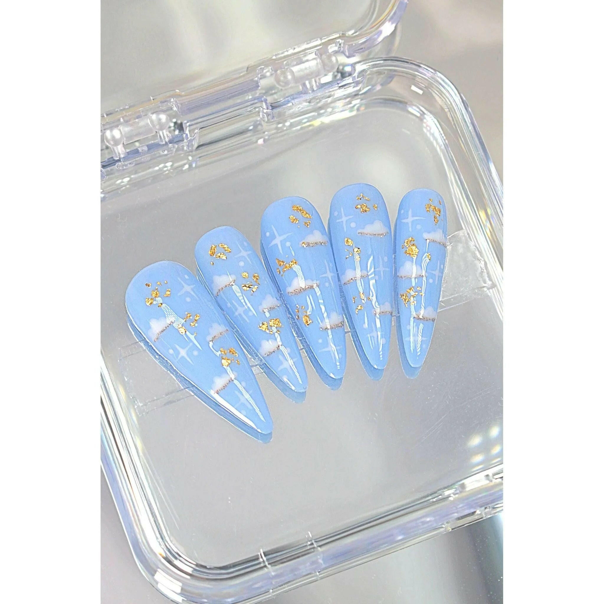 “Cloudy Sky”  Press On Nails Set.