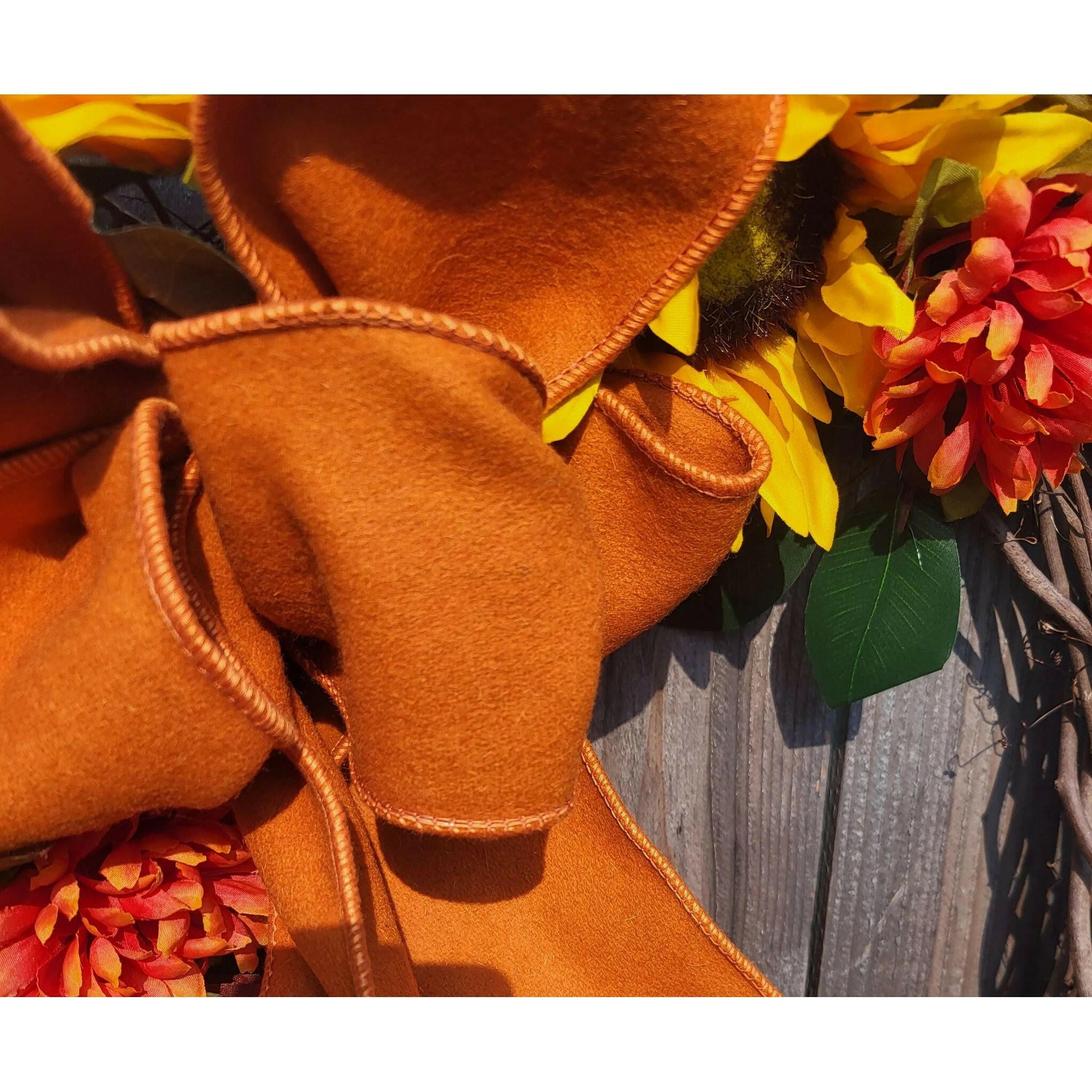 Sunflower and Mum Fall Floral Wreath.