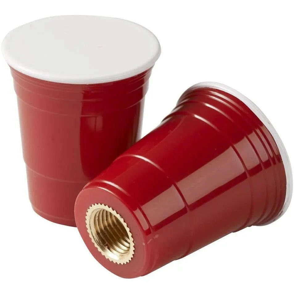 Red Cup Living Tire Valve Caps Set of 2.