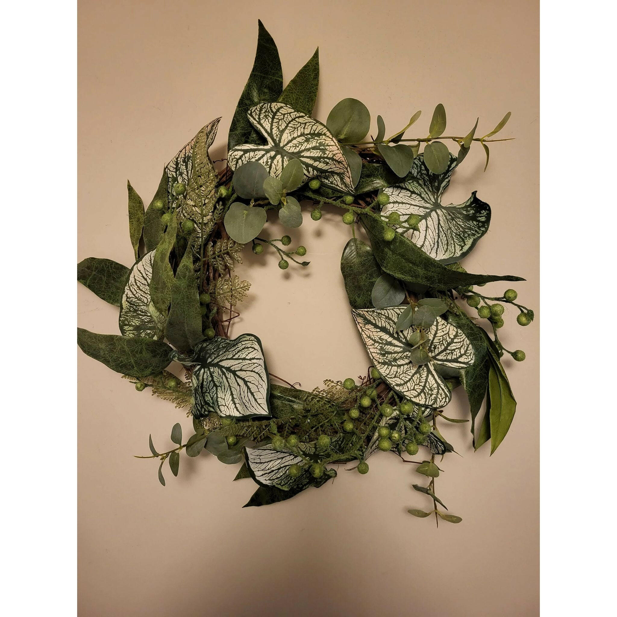 Caladium Eucalyptus Greenery Wreath.