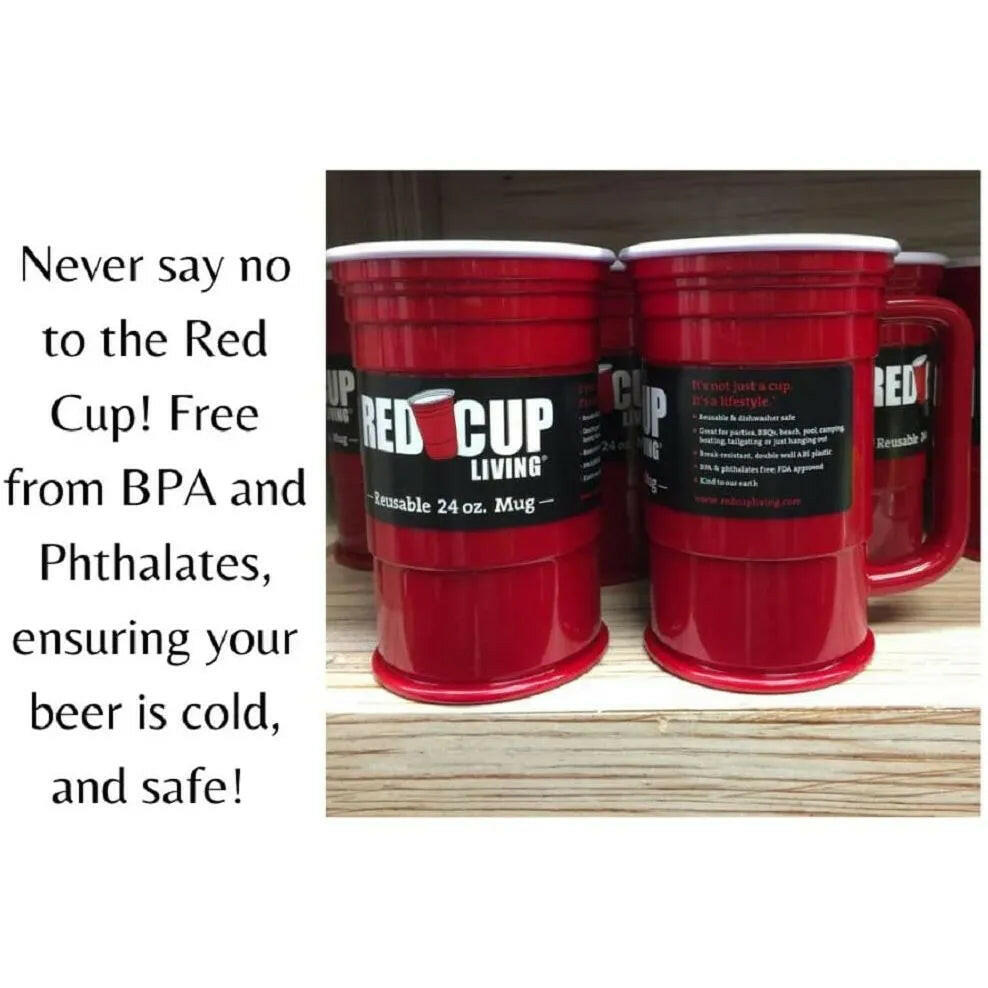 Reusable Red Beer Mug 24 oz.