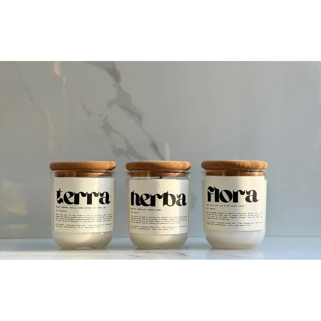 Mood-Boosting Botanical Candle Set (Terra, Herba, Flora).