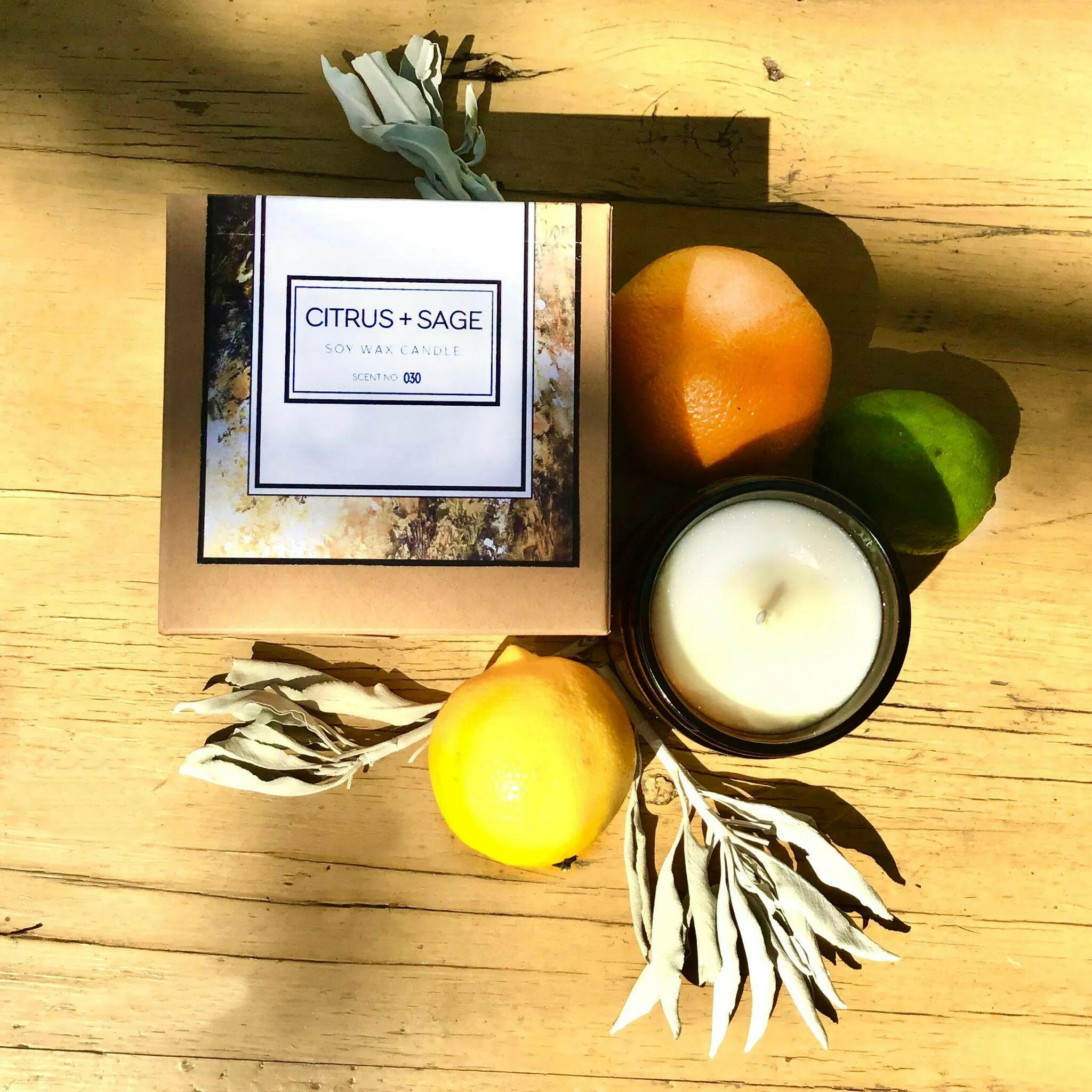 Citrus + Sage Soy Wax Candle.