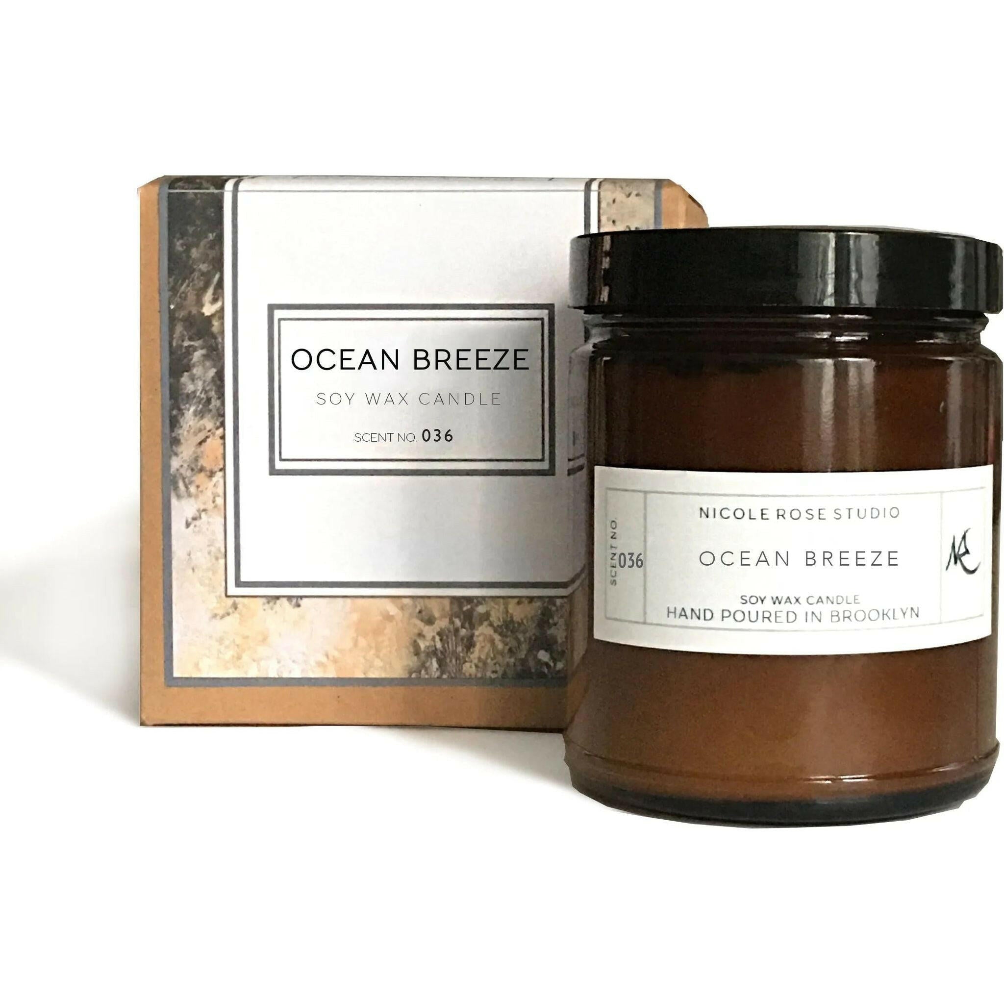 Ocean Breeze Scented Soy Wax Candle.