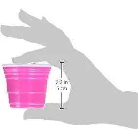 Pink Reusable Shooter Cup with Lanyard 2 oz, Pink.