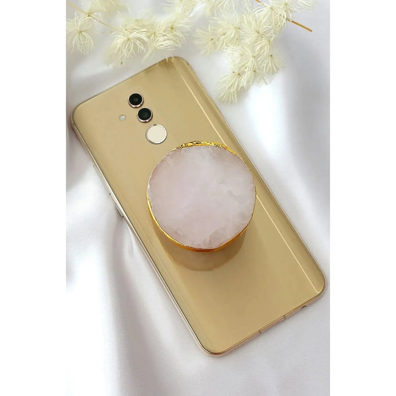 Natural Rose Quartz Phone Holder.