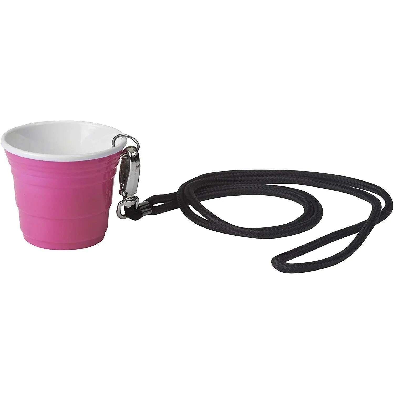 Pink Reusable Shooter Cup with Lanyard 2 oz, Pink.