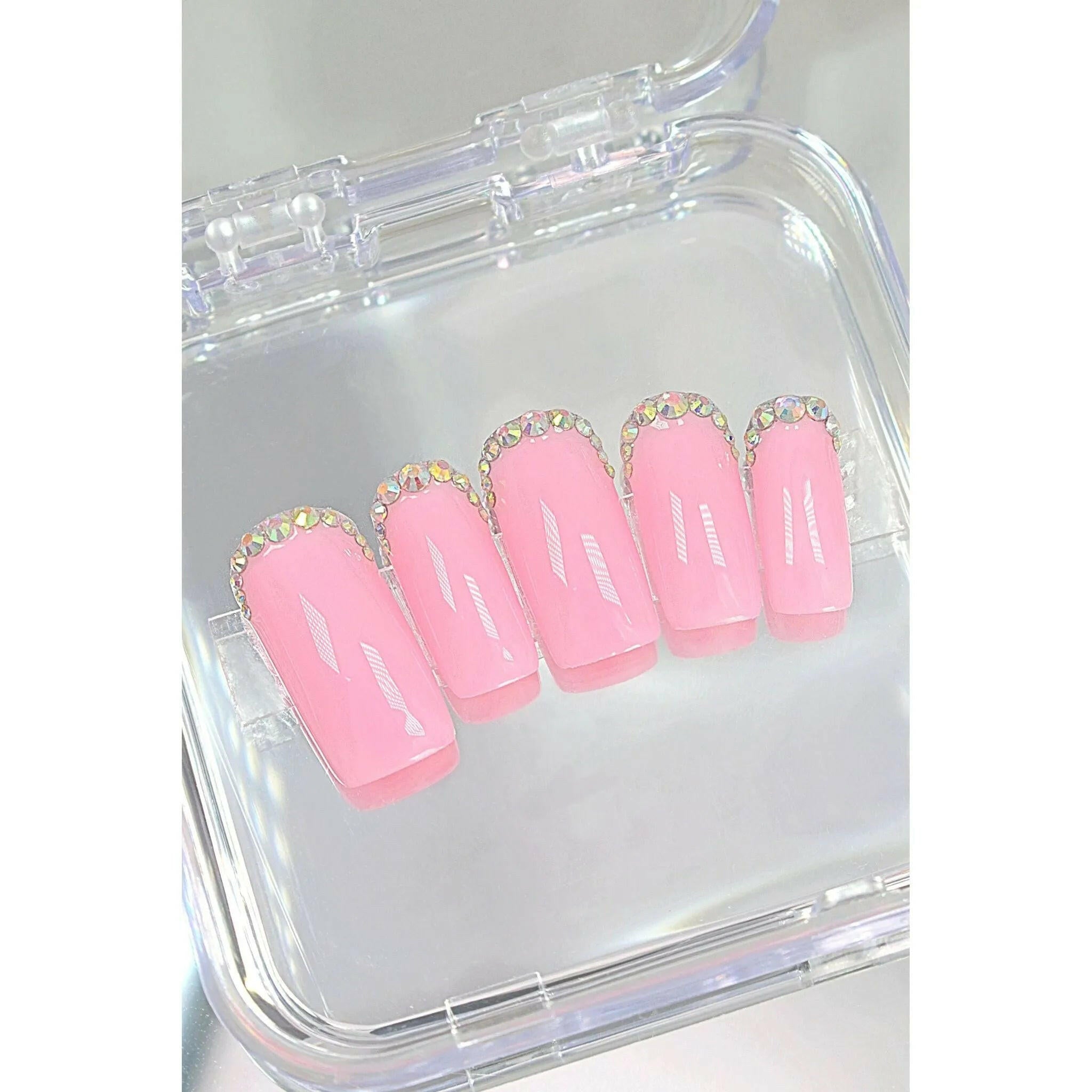 “Pink Sparkles” Press On Nails Set.