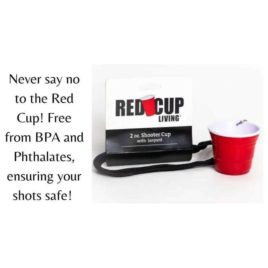 Red Shooter Cup Reusable with Lanyard  2 oz.