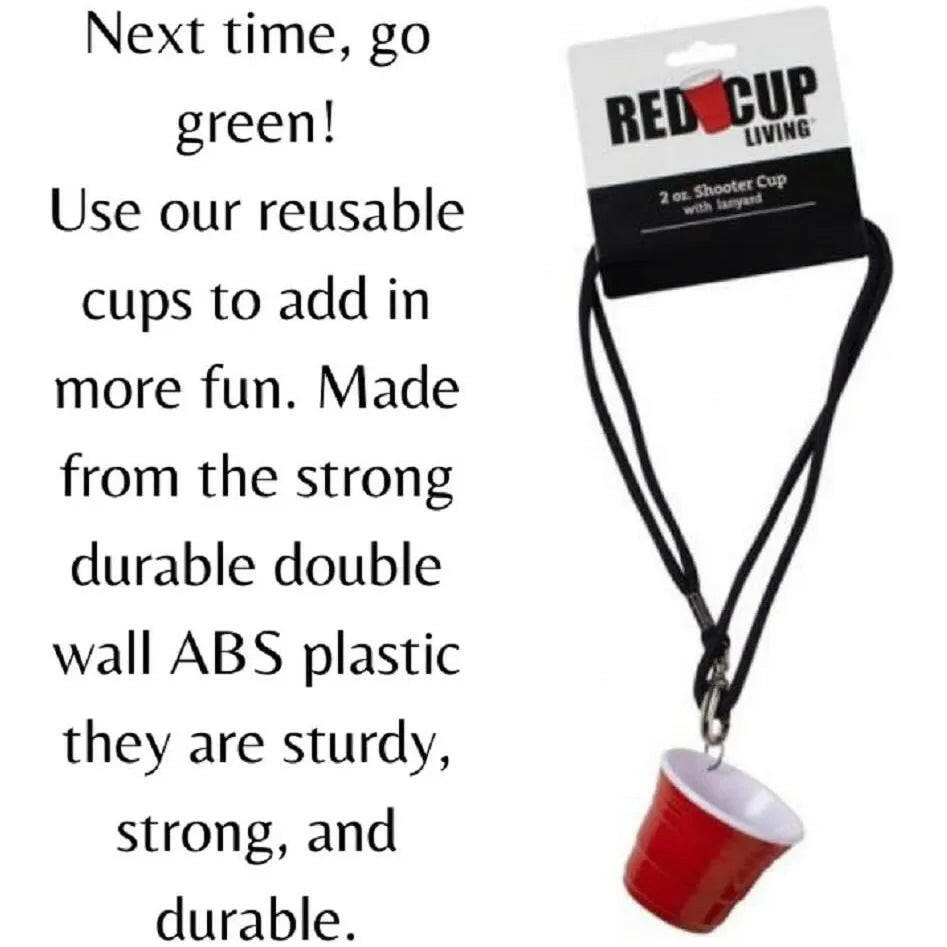 Red Shooter Cup Reusable with Lanyard  2 oz.