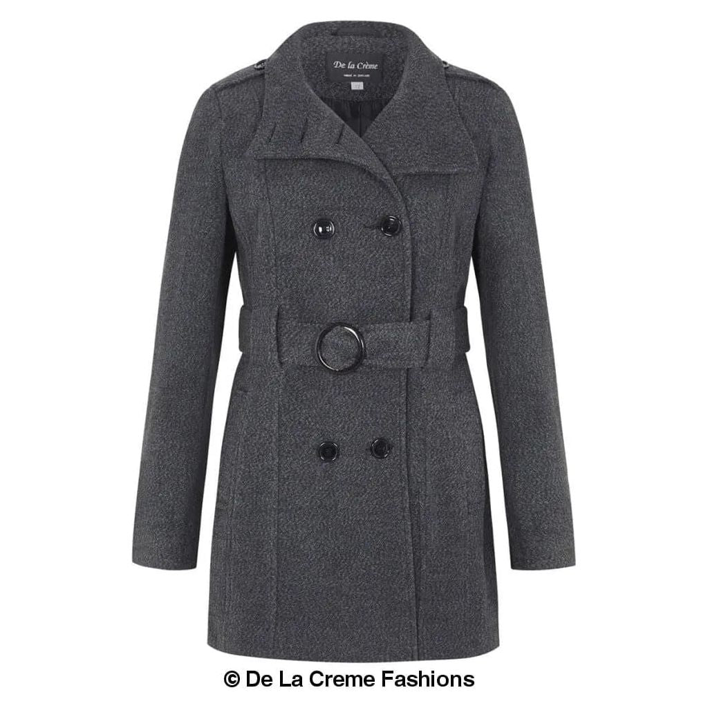 Military Style Wool Belted Coat.