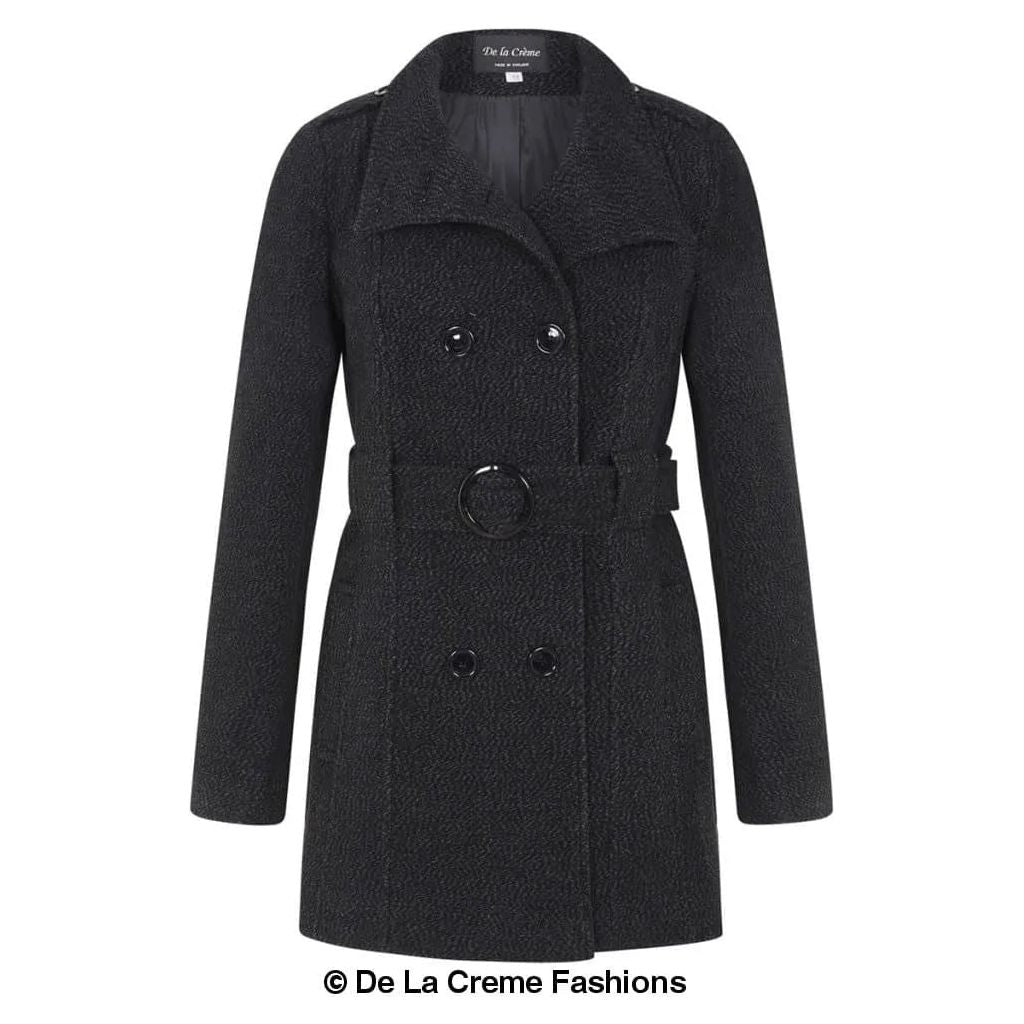 Military Style Wool Belted Coat.