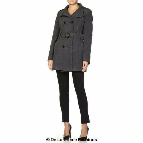 Military Style Wool Belted Coat