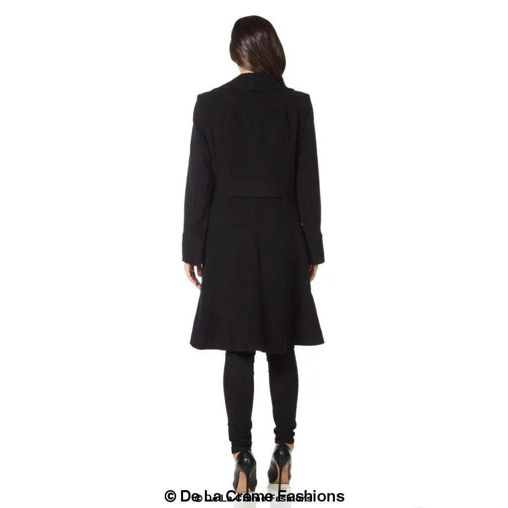 Wool Blend Double Breasted Midi Coat.