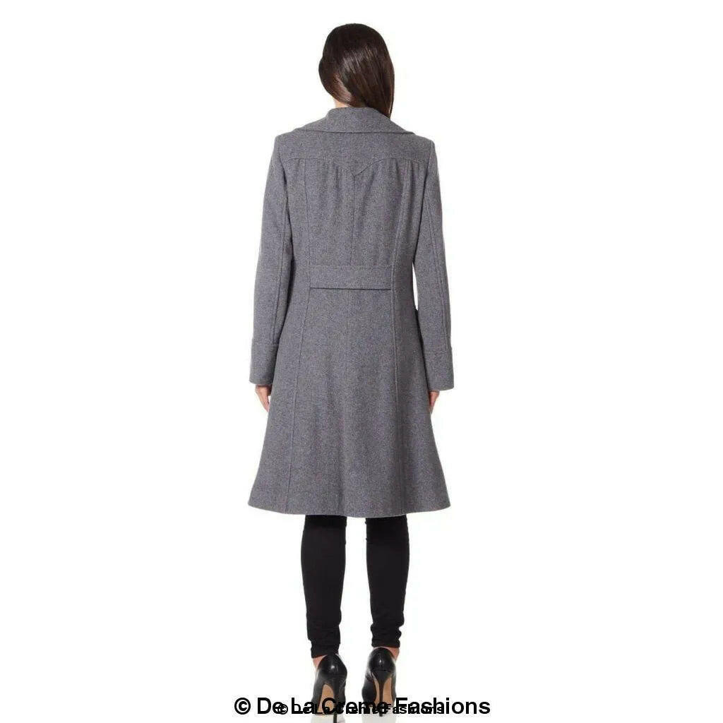 Wool Blend Double Breasted Midi Coat.