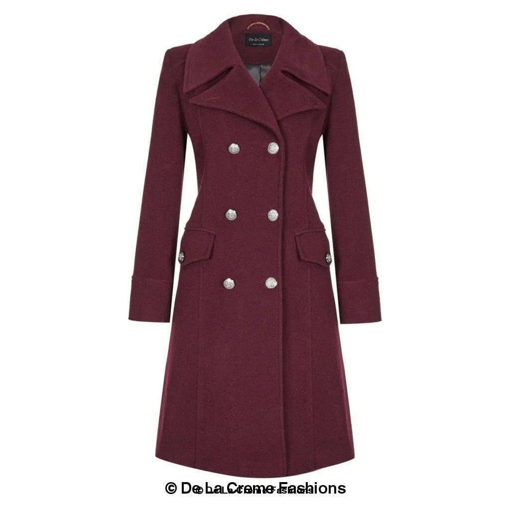 Wool Blend Double Breasted Midi Coat.