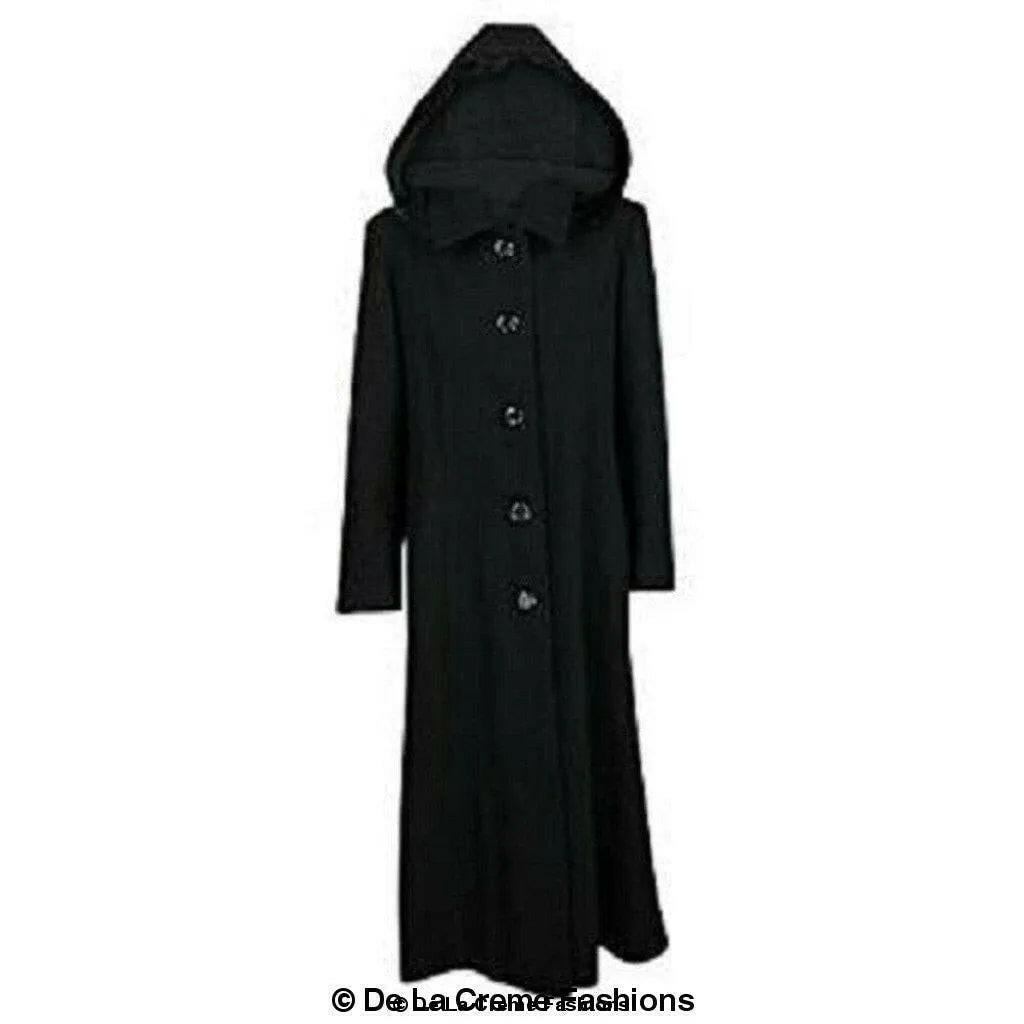 Wool Blend Faux Fur Trim Hooded Long Coat.