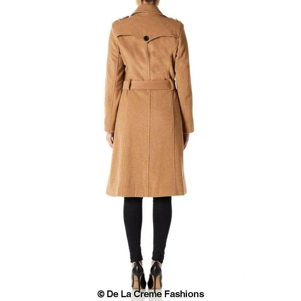 Wool and Cashmere Blend Military Coat.