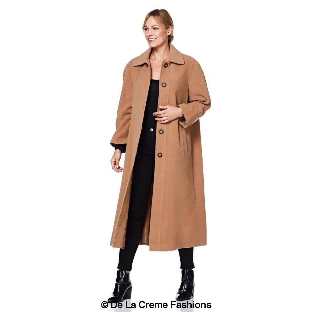 Curve Wool & Cashmere Blend Plus Size Long Coat.