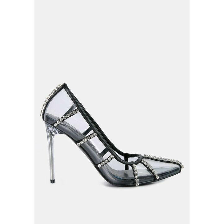 Diamante Clear Stiletto Heel Pumps.