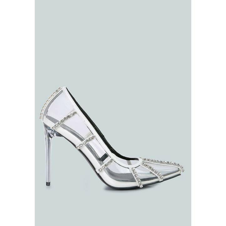 Diamante Clear Stiletto Heel Pumps.