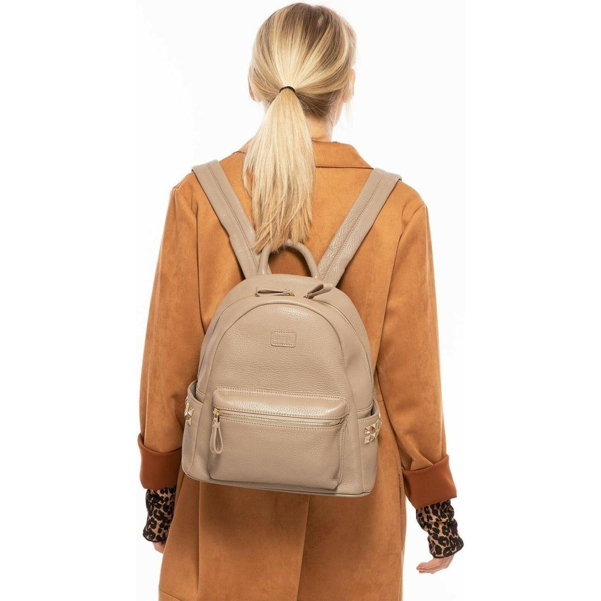 Diana Cement Leather Backpack Purse.