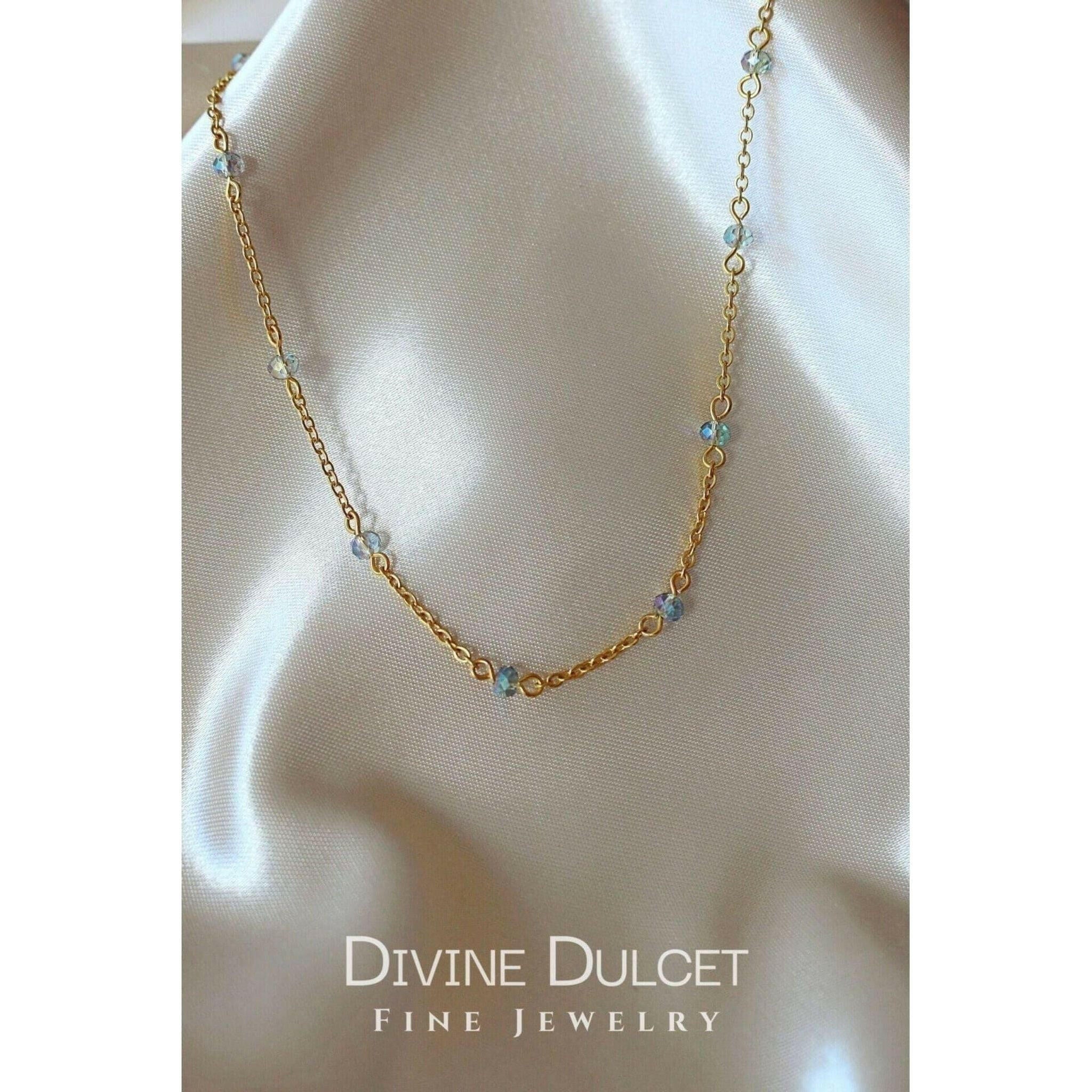 18 Karats Chrome Glass Crystals Chain Choker.