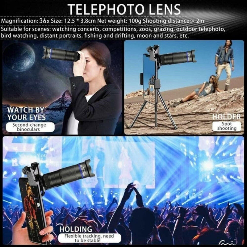 Dragon 36X Mobile Phone Lens Kit with Tripod |  quirkitrendz.