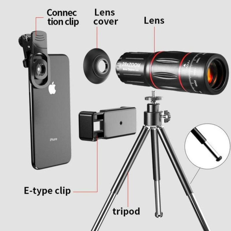 Dragon Bluetooth Ultra HD 28X Zoom Telescope Lens Tripod Kit |  quirkitrendz.