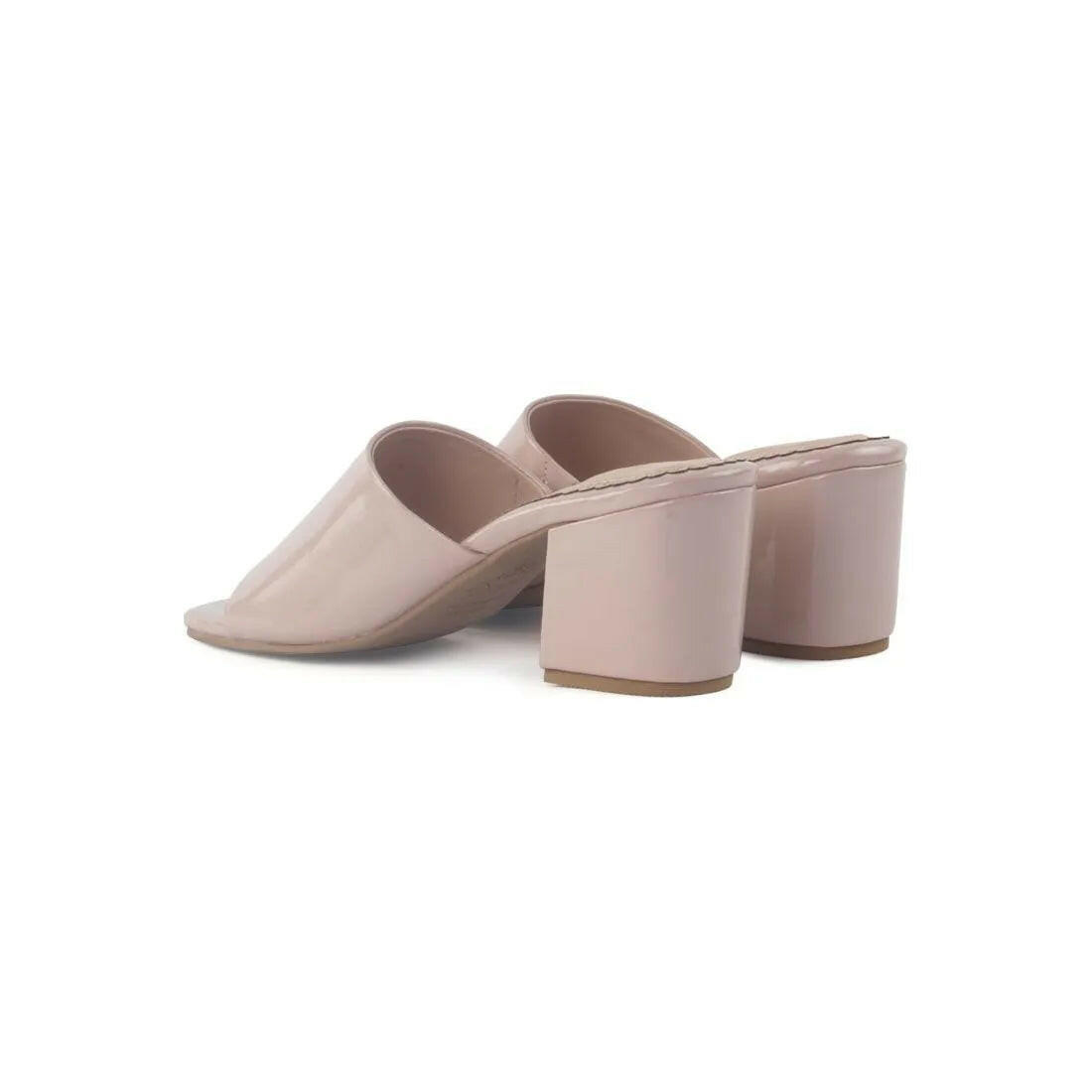 Dumpllin Patent Faux Leather Slip-On Block Heel Sandals.