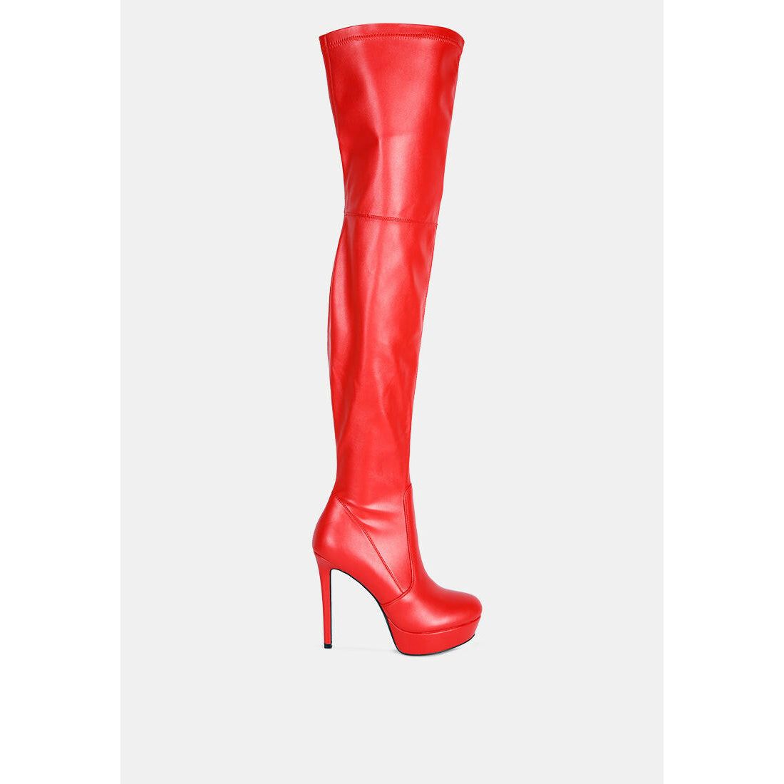 Marvelettes Faux Leather High Heeled Long Boots.