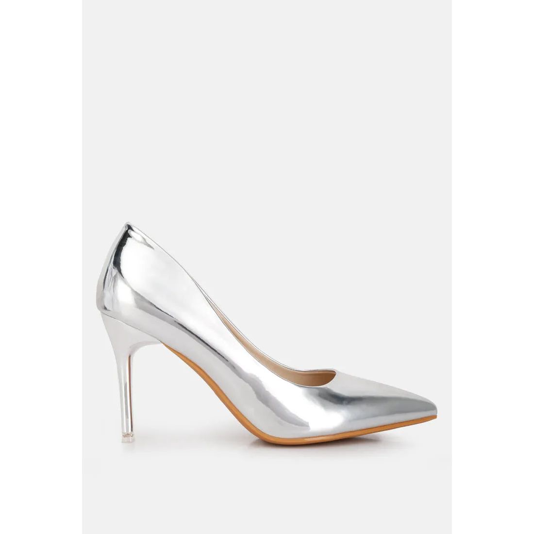 Poudre Metallic Patent Faux Leather Pumps.