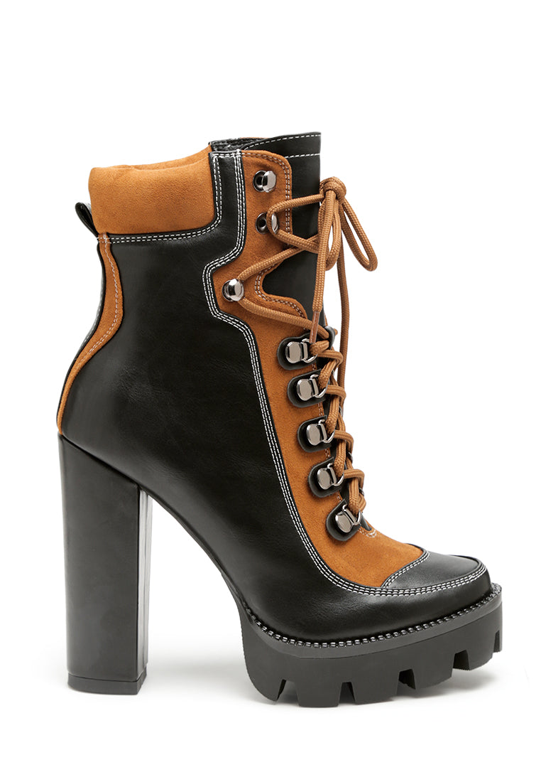 Yeti High Heel Lace Up Biker Boots