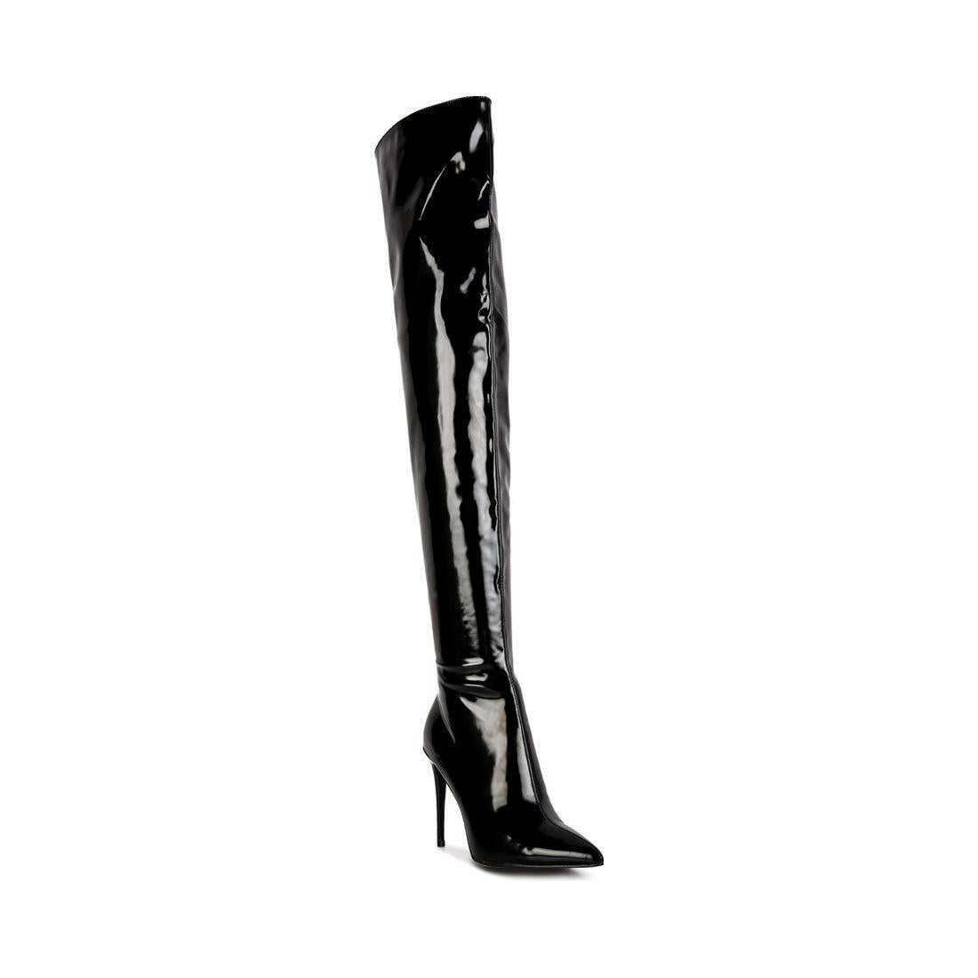 Eclectic Patent PU Long Stiletto Boots.