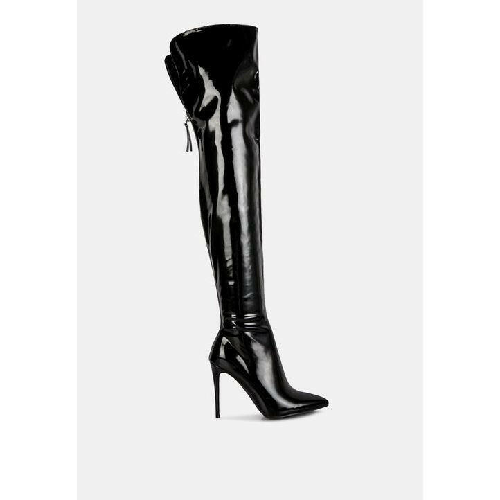 Eclectic Patent PU Long Stiletto Boots.