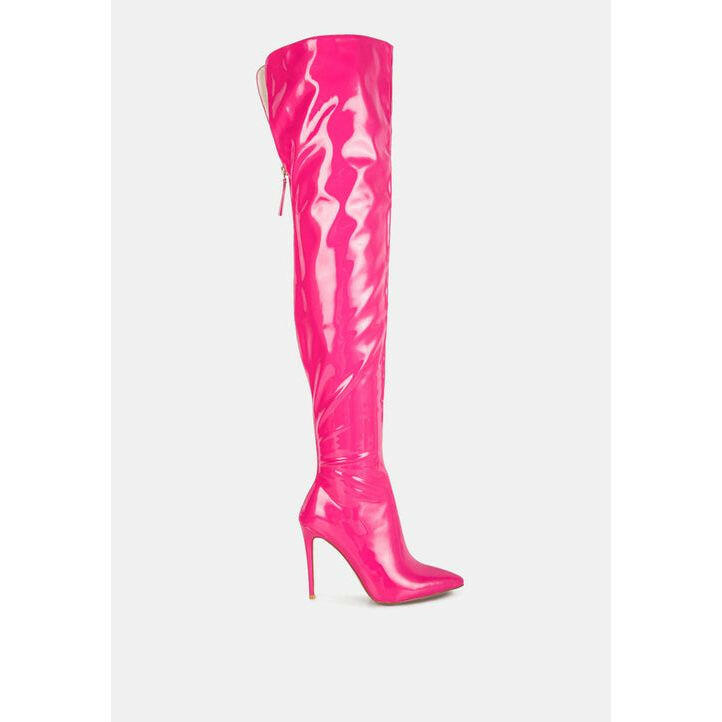 eclectic patent pu long stiletto boots.