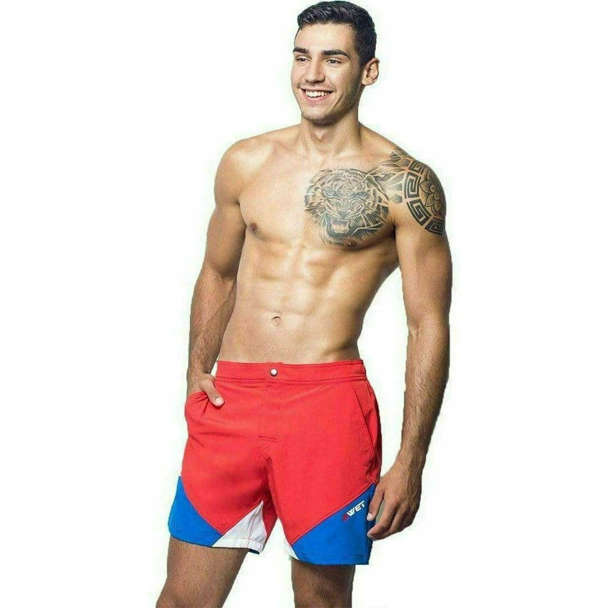 Eco-Friendly Quick Dry UV Protection Red Beach Shorts "Butterfly".