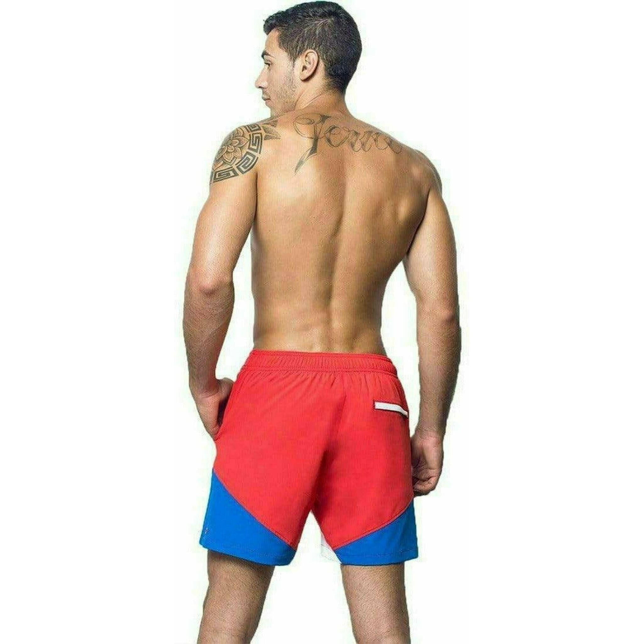 Eco-Friendly Quick Dry UV Protection Red Beach Shorts "Butterfly".