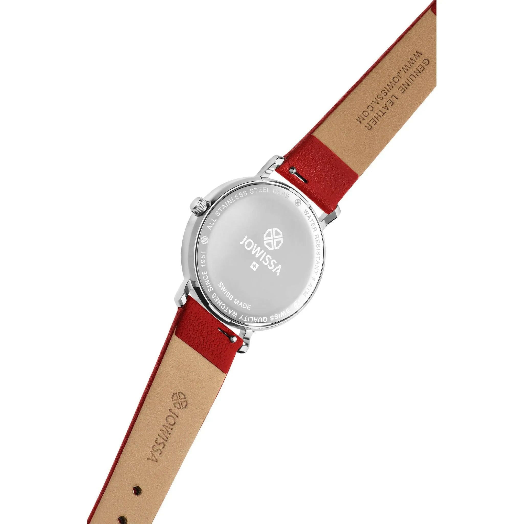 Facet Swiss Ladies Watch Steel White Red Band.