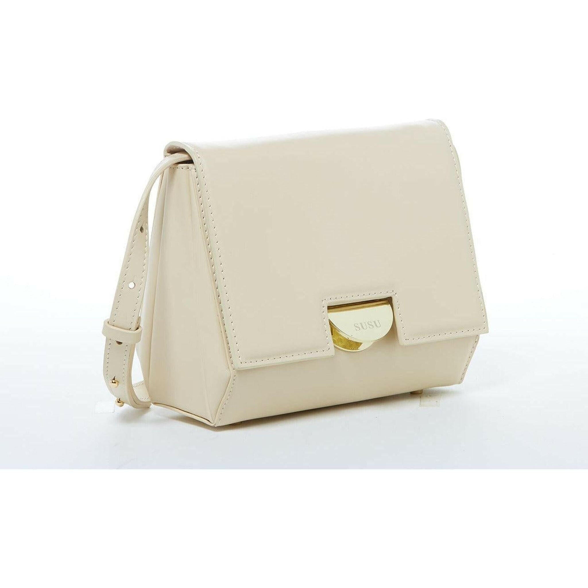 Elizabeth Leather Saddle Bag in Off White.