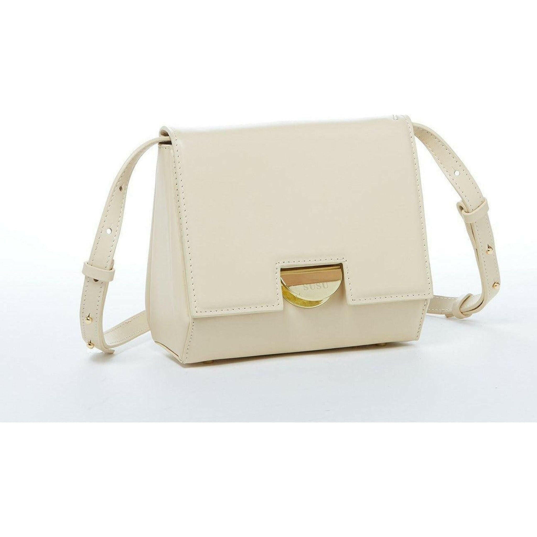 Elizabeth Leather Saddle Bag in Off White.