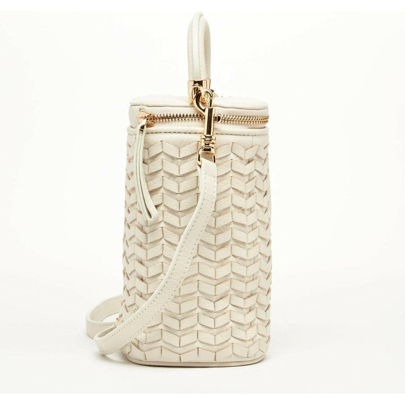 Elsa Basket Weave Leather Bag in Off-White