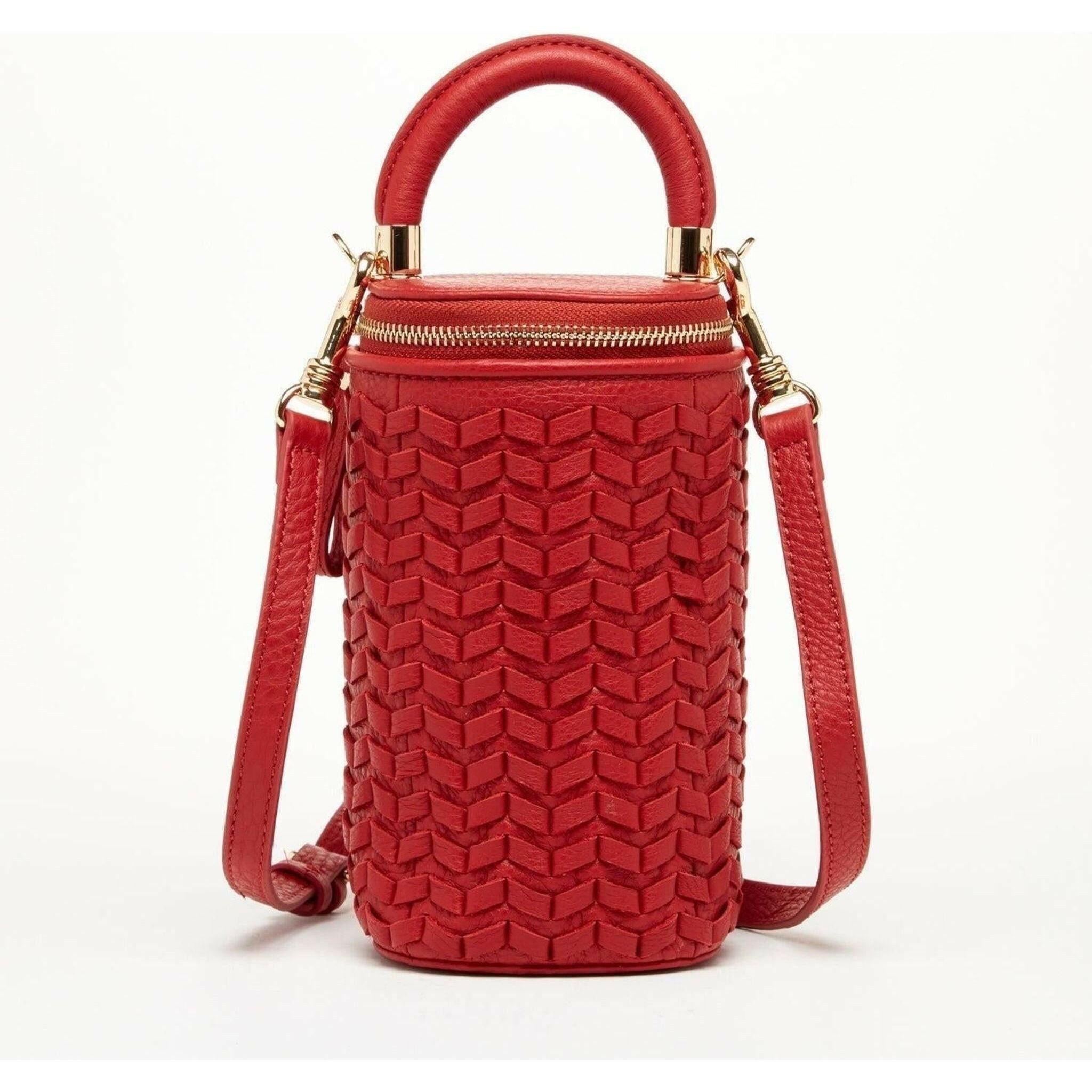 Elsa Small Leather Crossbody Bag in Red.