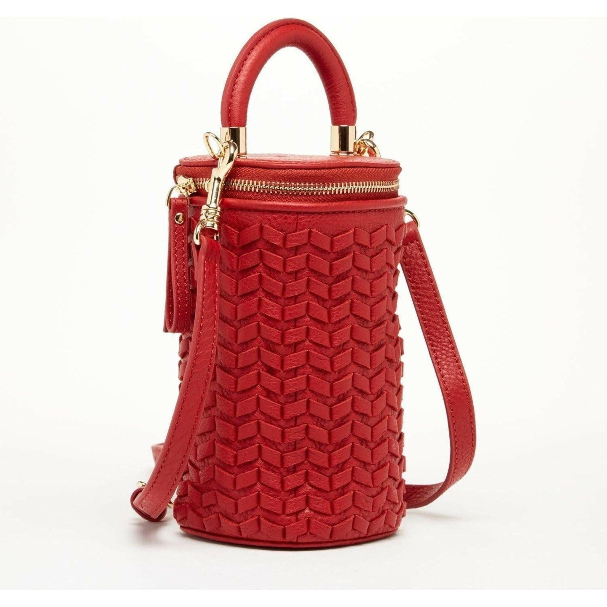 Elsa Small Leather Crossbody Bag in Red.