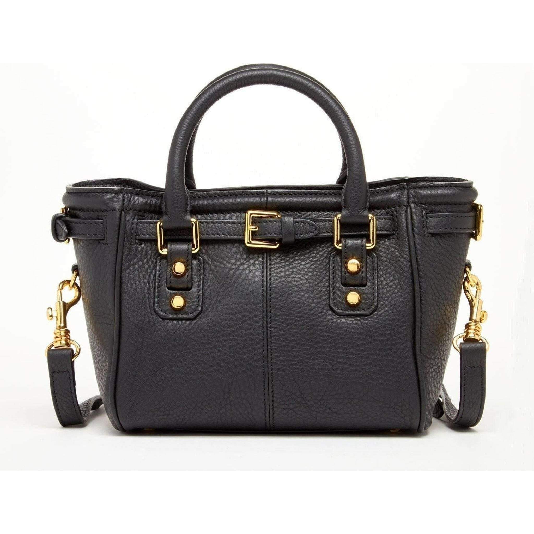 Emma Leather Satchel Bag in Black.