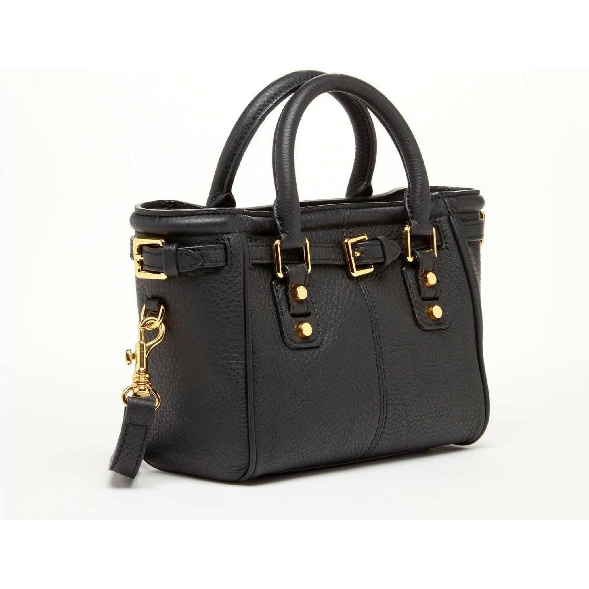 Emma Leather Satchel Bag in Black.