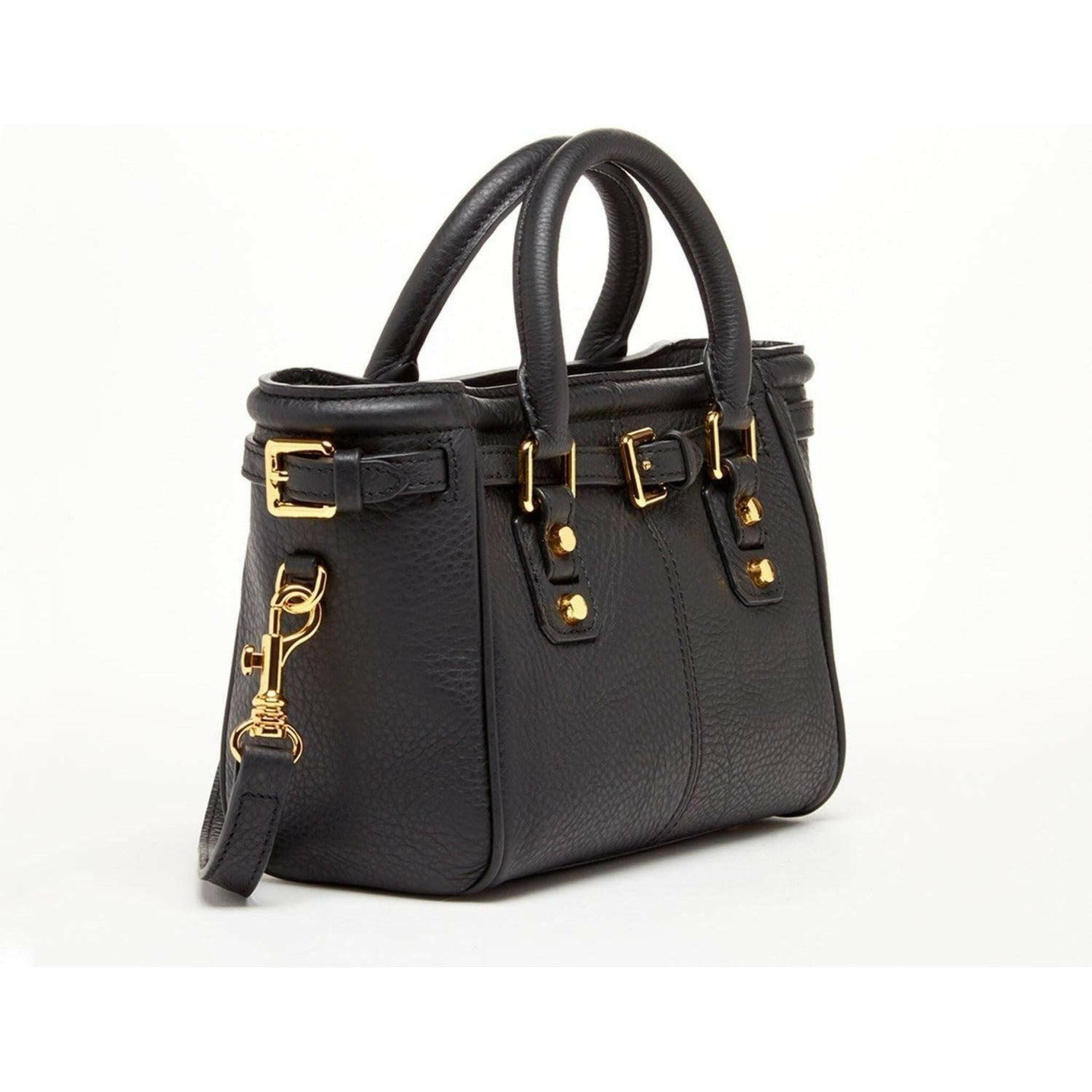 Emma Leather Satchel Bag in Black.