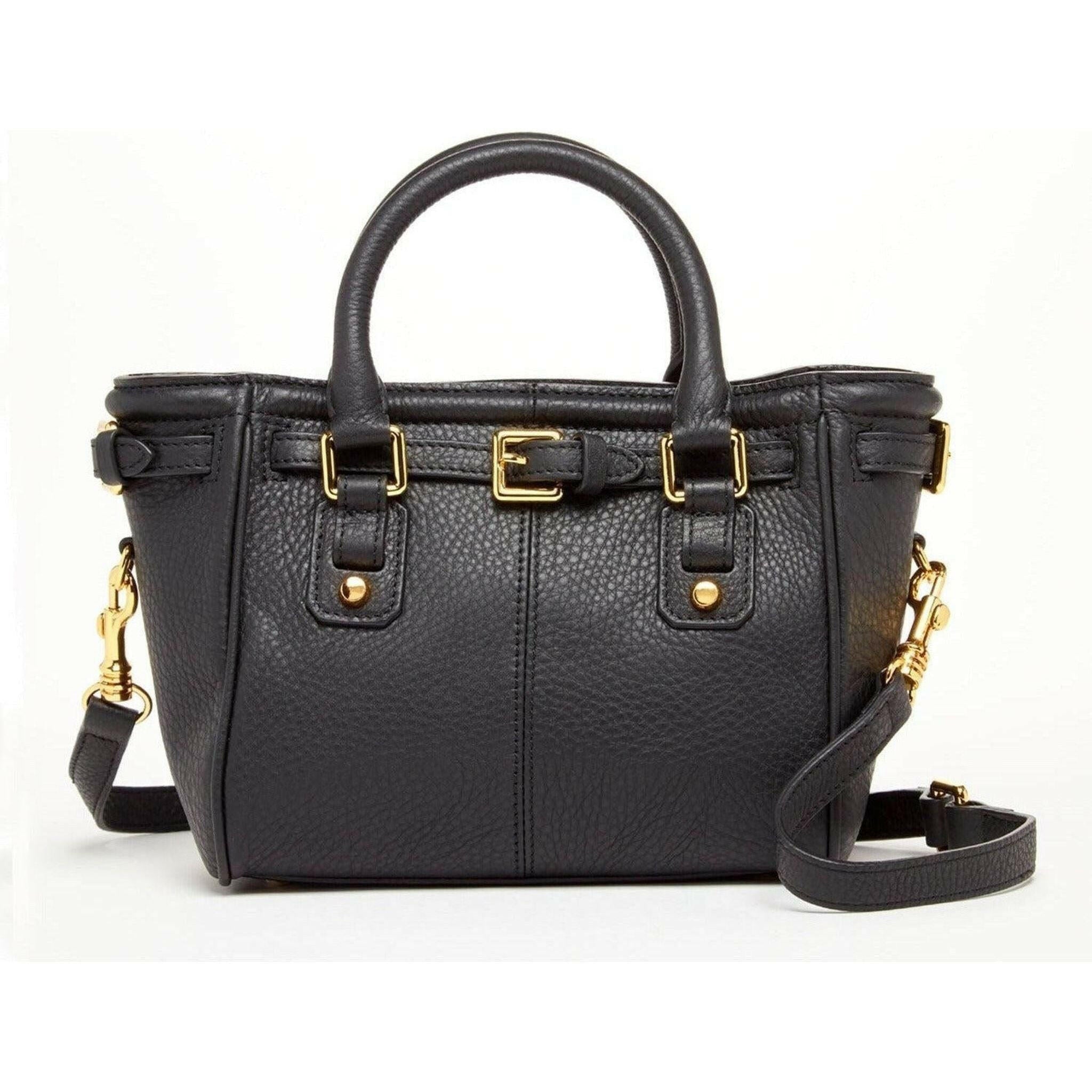 Emma Leather Satchel Bag in Black.