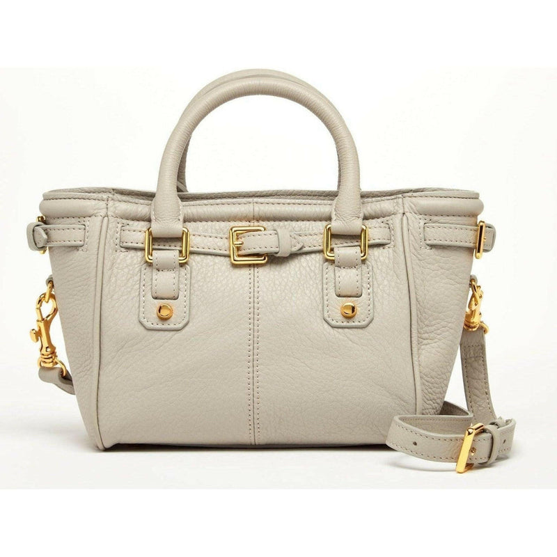 Emma Leather Satchel Bag in Grayish Beige