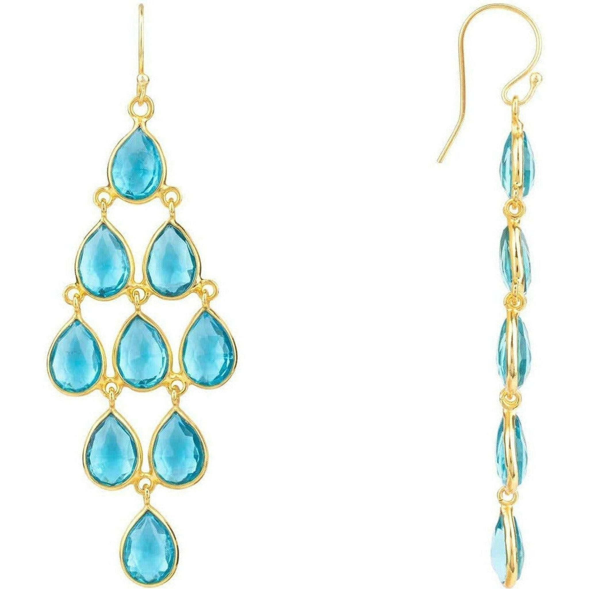 Erviola Cascade Gold Earrings with Blue Topaz.